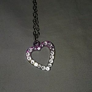 Heart pink to blue necklace